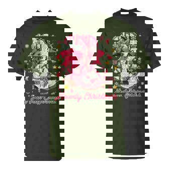 Western Howdy Christmas Boots Cowgirl Coquette Bow Xmas Vibe T-Shirt | Seseable CA