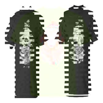 White English Cream Golden Retriever Mom Dog Puppy Christmas For Women T-Shirt | Mazezy