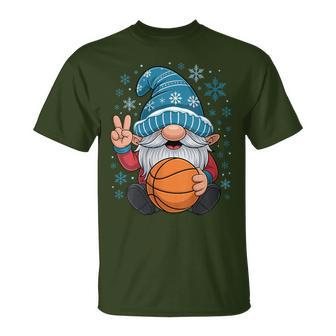 Winter Basketball Gnome Christmas Snowflake Hat T-Shirt - Thegiftio UK