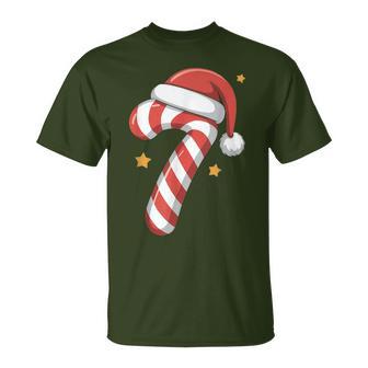 Xmas Candy Cane 7 Santa Hat Six Seven Matching Christmas T-Shirt - Monsterry