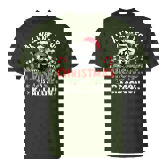 Xmas Lighting Santa I Want For Christmas Is A Raccoon T-Shirt | Mazezy