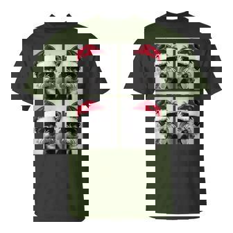 Yorkshire Terriers With Sunglasses Santa Hat Christmas Dogs T-Shirt - Monsterry