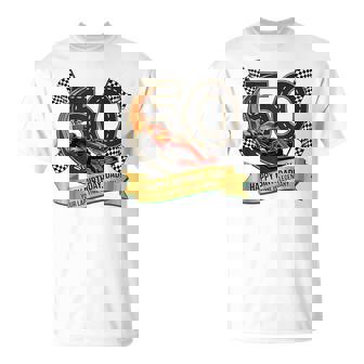 50th Birthday Motor Racing Dad Race Car Motor Sport T-Shirt | Mazezy