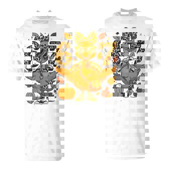 6 7 Thanksgiving Leopard Bow Turkey Six Seven Teacher T-Shirt | Mazezy