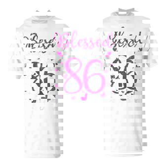 86Th Birthday Blessed By God For 86 Years Old Women T-Shirt - Thegiftio