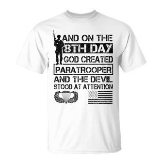On The 8Th Day God Created Paratrooper Proud Us Airborne T-Shirt - Thegiftio UK