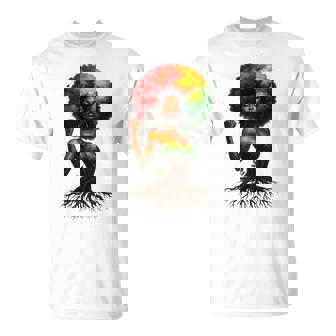 Afro Tree Woman Black Queen Melanin Roots Pride African Girl T-Shirt - Monsterry