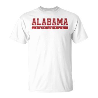 Alabama Softball Red Vintage Text T-Shirt - Thegiftio UK