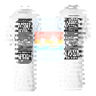 Anchored In History Antigua Retro Sailing And Travel T-Shirt | Mazezy