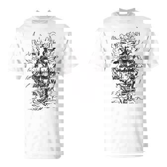 Arte Estético Demonio Japonés Oni Cara Diablo Harajuku Camiseta unisex - Regaloses