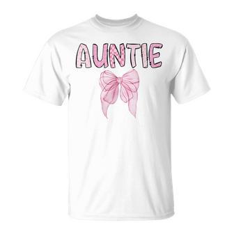 Auntie Birthday Girl Matching Coquette Pink Bow T-Shirt | Seseable UK