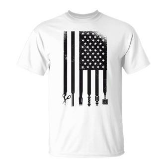 Awesome Barber Usa フラッグ 星 クール コーム ハサミ Tシャツ - Kawaiitshirt