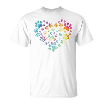 Backprint Perros Huellas Perros Animales Huellas Cuello Camiseta unisex - Regaloses