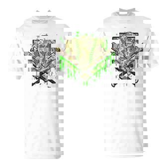 Baseball Drip Camo Home Plate Boys Sports Cool Game Day Drip T-Shirt - Monsterry