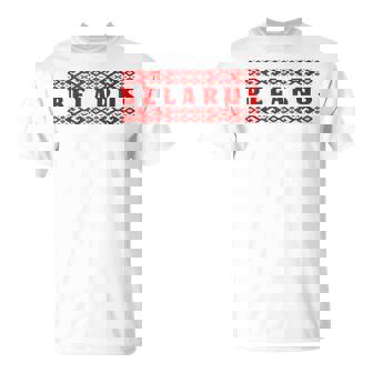 Belarus Traditional Red Ornament Pattern Flag Tank Top T-Shirt | Mazezy