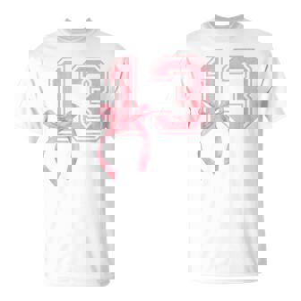 Birthday Girl Pink Coquette Bow 13 Year Old Aesthetic Girly T-Shirt - Seseable