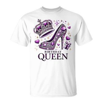 Birthday Queen Crown High Heel Girls Birthday Squad T-Shirt - Monsterry