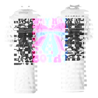 Bisexual Bi Pride Flag LGBTQ Coquette Bow Why Not Both T-Shirt | Mazezy