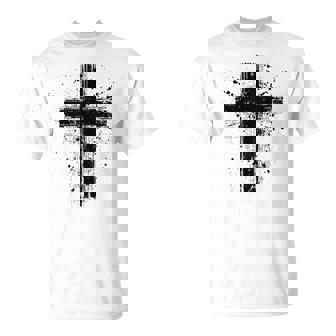 Black Christian Cross Y2k Distressed Graphic T-Shirt - Thegiftio