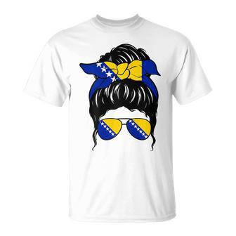 Bosnian Girl Bosnia And Herzegovina Flag Proud Bosnian Woman T-Shirt - Thegiftio UK