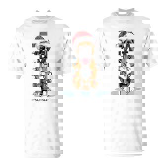 Boxer Dog Christmas Lights Santa Xmas Pet Dog Lover T-Shirt - Seseable