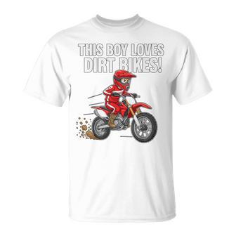 This Boy Loves Dirt Bikes Motocross Racer T-Shirt | Mazezy