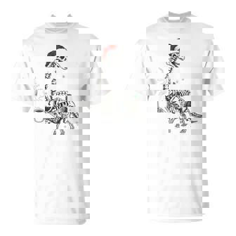 Brontosaurus Skeleton Christmas Coffee Fossil Santa Hat T-Shirt | Mazezy