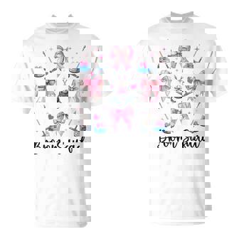 Broom Squad Curling Stone Player Girl Coquette Bow T-Shirt | Mazezy