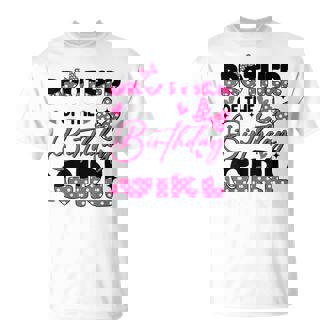 Brother Of The Birthday Girl Pink Bow Groovy Birthday Party T-Shirt | Mazezy