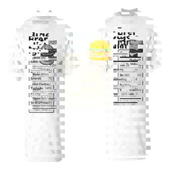Burger Lover Night Nutrition Facts Costume For Food T-Shirt - Seseable