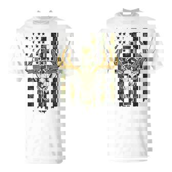 Camo Deer Hunting American Flag Skull Elk Youth Boy Teen Guy T-Shirt | Mazezy