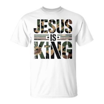Camo Jesus Is King Cross Christian Camouflage Religious T-Shirt - Thegiftio UK