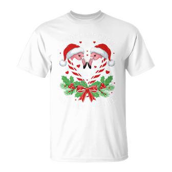 Candy Cane Crew We Stick Together Family Christmas Flamingo T-Shirt - Monsterry