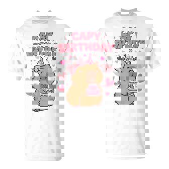 Capybara Birthday Girl Cute Capybara Animal Lovers Bow Party T-Shirt | Seseable FR