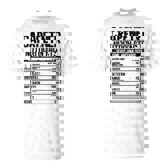 Carpenter Nutrition Fact Handyman Woodworking T-Shirt | Mazezy