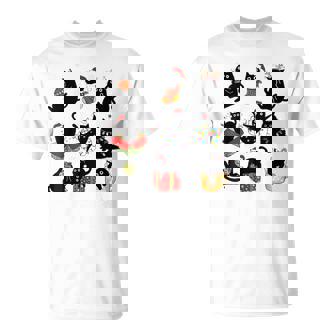 Cat Christmas Light Reindeer Santa Christmas Cat T-Shirt | Seseable CA