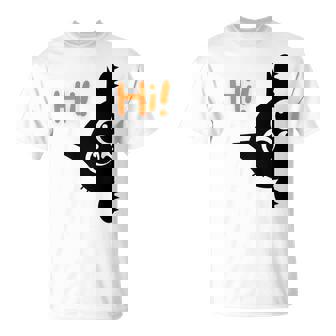 Cat Climbing Wall Says Hi Kitten Lover Premium T-Shirt | Mazezy