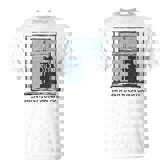 Cat Judging You Silently Black Cat Lovers Silently Sarcastic T-Shirt | Mazezy