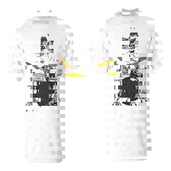 Cat Playing Drums Drummer Music Teacher Musician Tank Top T-Shirt | Mazezy