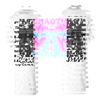 Chaotic Bisexual Bi Pride Flag LGBTQ Coquette Bow T-Shirt | Mazezy