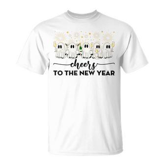 Cheers To The New Year Ghosts Drinking Champagne Nye 2026 T-Shirt - Thegiftio UK