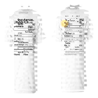 Chocolate Chip Cookie Costume Family Food Nutrition Facts T-Shirt | Mazezy