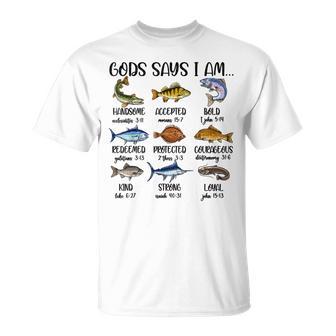 Christian Fishing God Say I Am Youth Boy Jesus Fishing Faith T-Shirt - Thegiftio