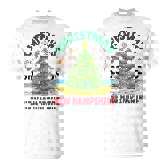 Christmas 2025 New Hampshire Beach Tree Santa With Reindeers T-Shirt | Seseable UK