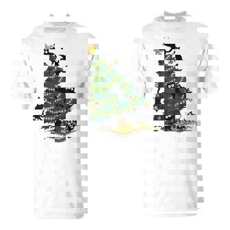 Christmas Cats Xmas Tree Chaos Holiday Cat Lover T-Shirt | Mazezy