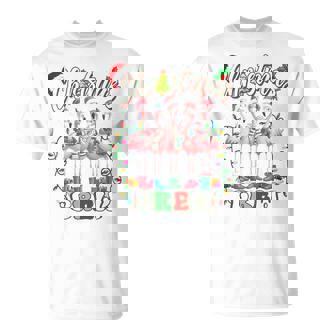 Christmas Crew Pink Flamingo Lover Family Xmas Lights Pajama T-Shirt - Seseable