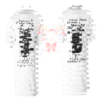 Christmas Is Fine I'm Fine Grumpy Xmas Cat Christmas Chaos T-Shirt - Monsterry