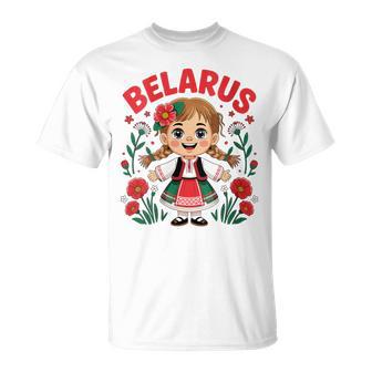 Cute Belarusian Girl In Folk Costume For Kids T-Shirt | Mazezy