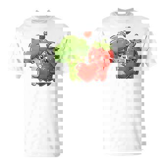 Cute Broccoli And Strawberry Vegan Valentine Couple T-Shirt | Mazezy