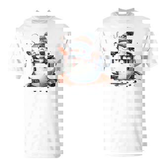 Cute Christmas Hot Chocolate Snowman T-Shirt - Monsterry
